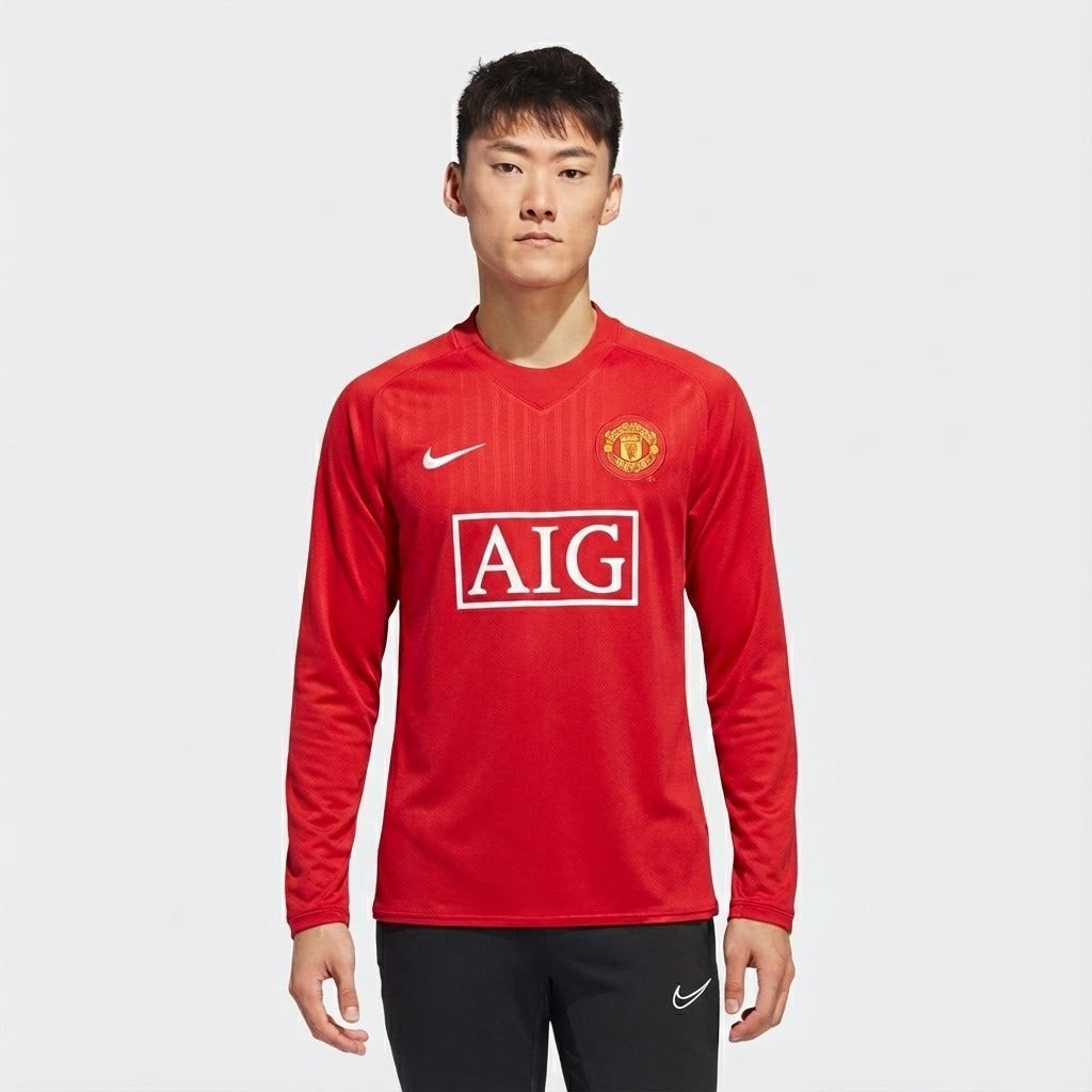 Camisa Retrô Manchester United 2007/08 I Manga Longa - foto 1