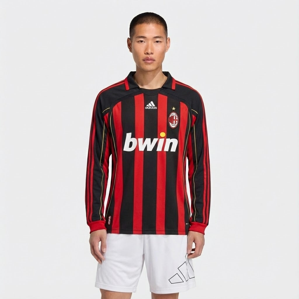 Camisa Retrô Milan 2006/07 I Manga Longa - foto 1