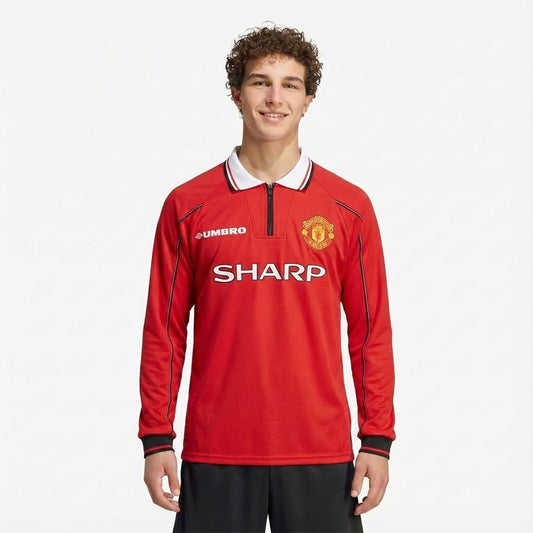 Camisa Retrô Manchester United 1998/99 I Manga Longa - foto 1